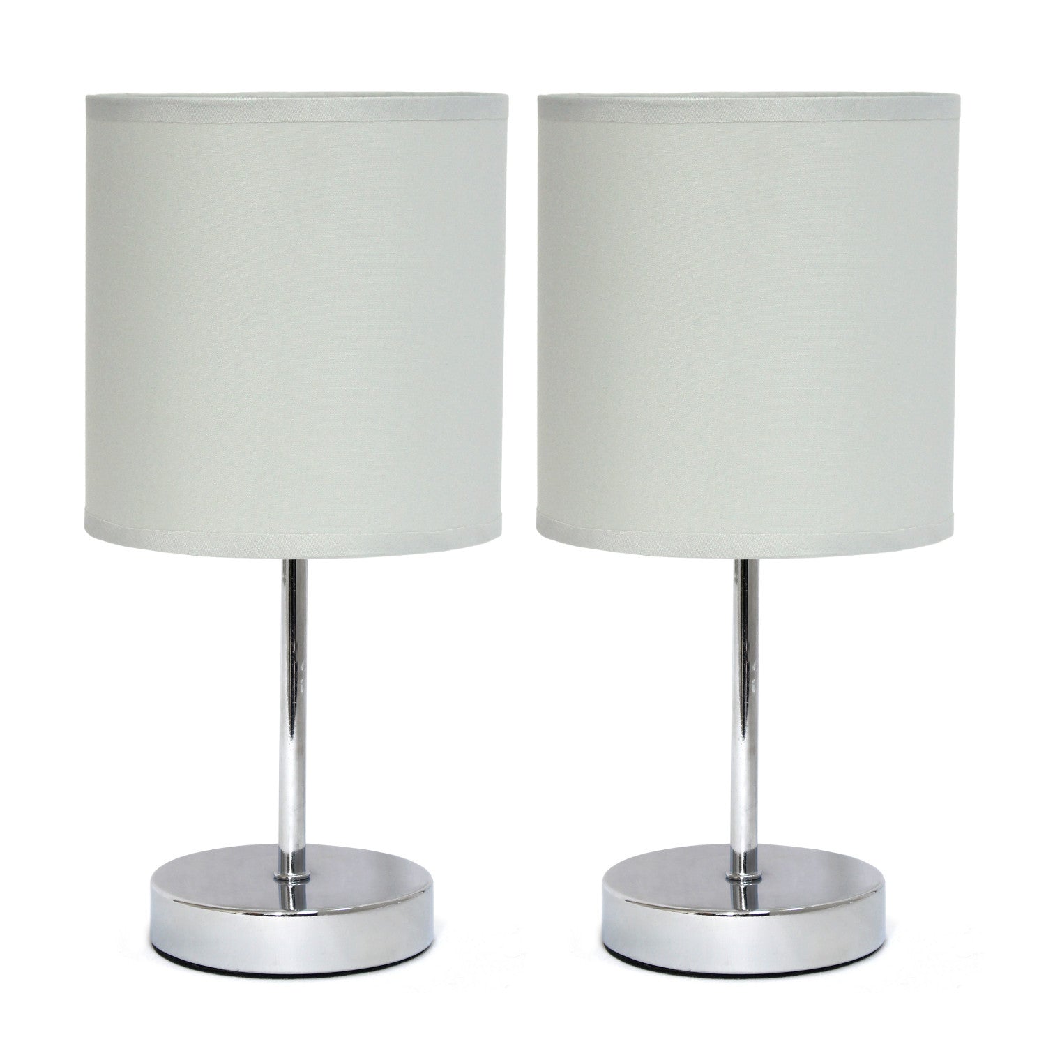 Simple Designs Chrome Mini Basic 2Piece Table Lamp Set Slate Grey
