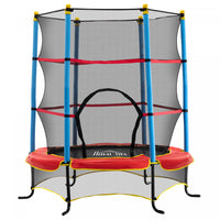 Qaba Kids Trampoline With Safety Enclosure Net And Built-in Zipper Safety Pad, Indoor Outdoor Exerci