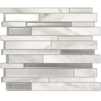 Smart Tiles Peel and Stick 4-Sheet 12 x 10 Backsplash - Milano Carrera|Dosseret Smart Tiles peler et coller 12 x 10, 4 feuilles - Milano Carrera
