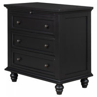 U_Style 27.6 Inch Painted Nightstand with Pull-Out Tray and 3 Drawers, Black