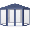 Outsunny Φ13' Hexagon Party Tent Patio Gazebo Outdoor Activity Event Canopy Quick Sun Shelter Pavilion With Netting Mesh Sidewall Blue