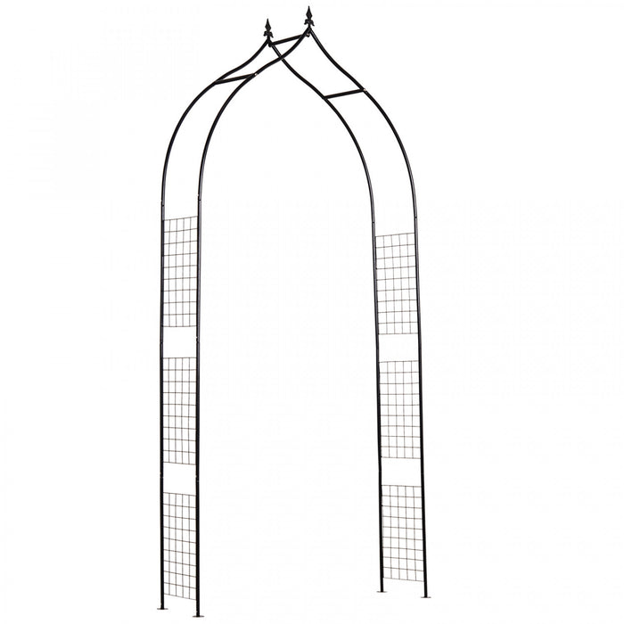 Outsunny 8ft Garden Arch Trellis For Climbing Plants, Decorative Metal Arbor For Wedding, Party, Event, Holiday, Black