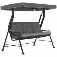 Outsunny Outdoor 3-person Metal Porch Swing Chair With Canopy Light Grey