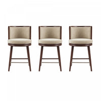 Evalyn Modern Wood Upholstered Counter Stool in Natural - Set of 3 