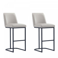 Serena Modern Metal Upholstered Barstool in Light Gray - Set of 2 Bar Stool 