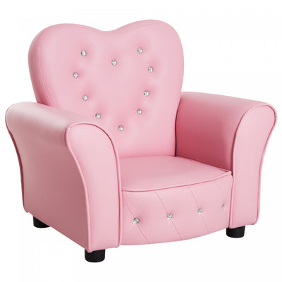 Qaba Kids Sofa Chair, Wooden Frame Upholstered Toddler Couch, Princess Armchair For Kids 18-36 Month|Qaba Enfants Mini Princesse Canape Chaise Toddler Enfants Rembourre Tufte Fauteuil Activite Canape S