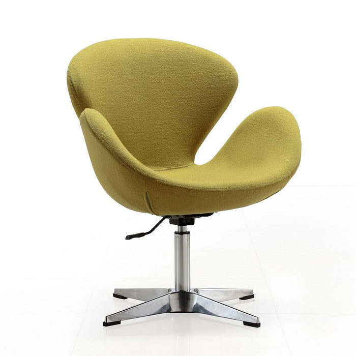 Manhattan Comfort Raspberry Polished Chrome Wool Blend Adjustable Swivel Chair - Green