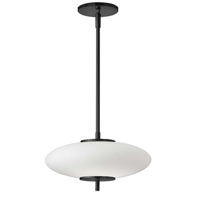 Dainolite Maddie LED Pendant 16w Matte Black Finish Opal White Glass Lamp|Luminaire suspendu Maddie de Dainolite en verre blanc opale, avec fini noir mat et ampoule à DEL de 16 W