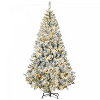 HOMCOM 6 Foot Snow Flocked Artificial Christmas Tree with Lights