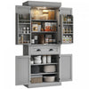 HOMCOM 71\" Kitchen Pantry Cabinet with Spice Racks and LED Lights, Grey