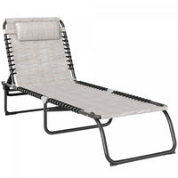 Outsunny Outdoor Folding Lounge Chair, Cream