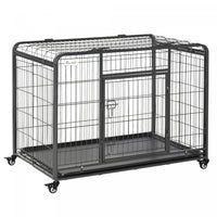 Pawhut Folding Heavy Duty Dog Crate Heavy Duty Cage For Large Sized Dogs With Double Doors, Lockable