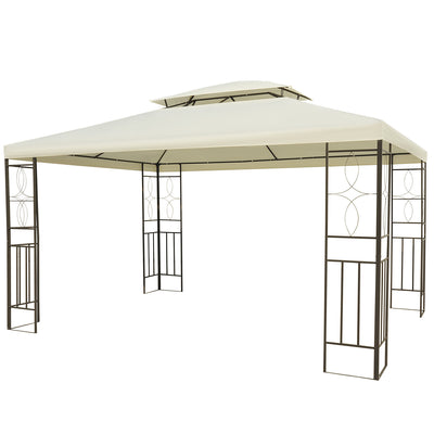 Outsunny 10x13ft Sun Shelter Patio Steel Gazebo Outdoor Party Event Canopy Vented Roof Cream White|Outsunny 10x13pi Acier Gazebo Abri Soleil Patio Exterieur Fete Evenement Auvent Ventile Toit Blanc C