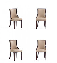 Grand Traditional Wood Upholstered Dining Chair in Tan - Set of 4