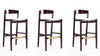 Klismos Mid-Century Modern Wood Upholstered Barstool in Ivory - Set of 3