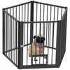 Pawhut Dog Playpen, 30\"h Pet Playpen, 5 Panels Puppy Exercise Pen Heavy Duty With Dog Gate & Cat Door, Indoor Outdoor Foldable Portable Dog Fence For Small & Medium Dogs