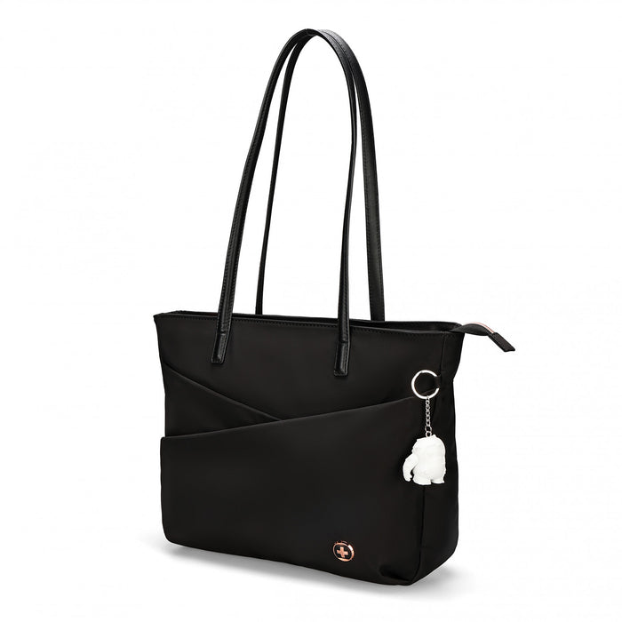 Swissdigital KATY Rose Tote Bag – 16\" Laptop, USB Charging, LED Light, RFID Protection, Water-Repellent, Multi-Pockets