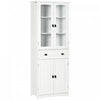 HOMCOM 63" Kitchen Pantry Storage Cabinet w/Adjustable Shelves Glass Door