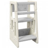 Qaba Toddler Kitchen Helper 2 Step Stool With Adjustable Height Platform And Safety Rail, Cream White