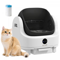 PawHut Self Cleaning Litter Box, Open-Top Automatic Cat Litter Box with Integrated Safety Protection, Odor-Free Waste Disposal, Trash Bag, Large Waste Bin, for Multiple Cats