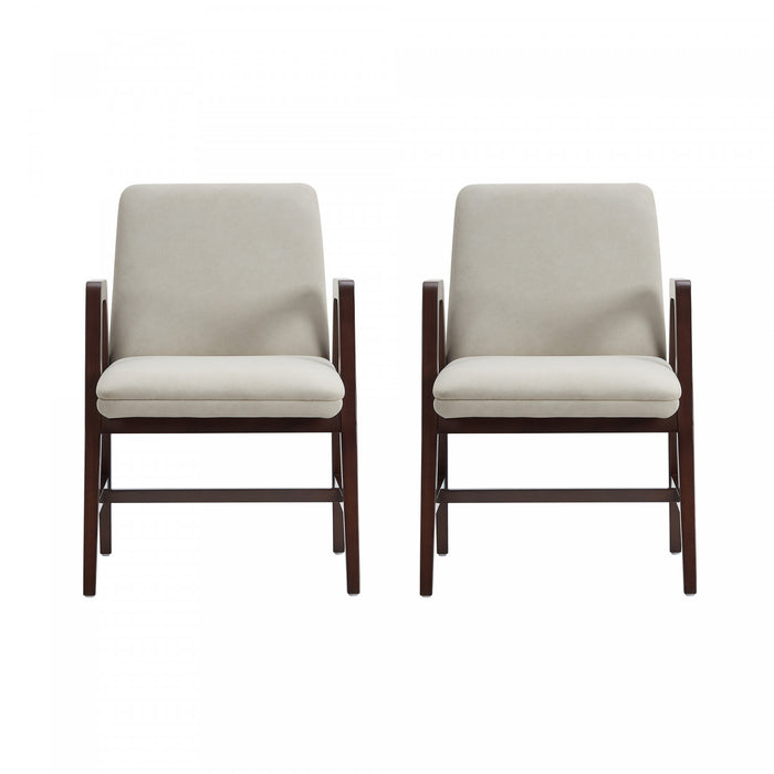 Stella Modern Velvet Wood Armchair in Champagne - Set of 2