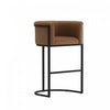 Cosmopolitan Mid-Century Modern Metal Upholstered Barstool in Chestnut