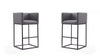 Embassy Mid-Century Modern Metal Upholstered Barstool in Gray - Set of 2