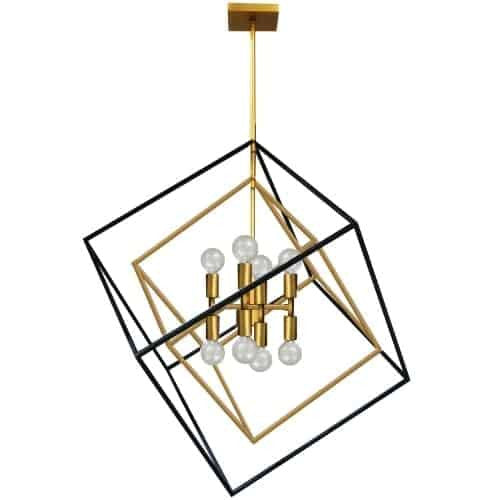 Dainolite Kappa 8 Light Pendant Vintage Bronze/Matte Black Finish Lamp