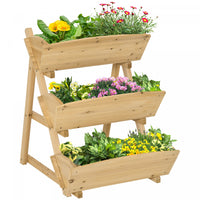 Outsunny 3 Tier Raised Garden Bed, Vertical Wooden Elevated Planter Box Kit, Plant Stand For Flowers