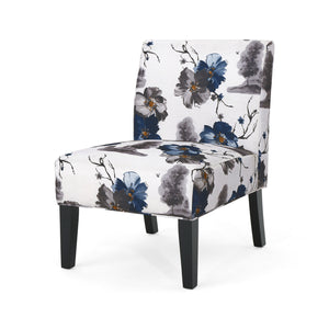 Oliver Linen-look Fabric Accent Chair With Rubberwood Legs- Blue, Multicolour