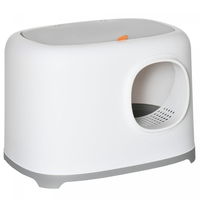 Pawhut Cat Litter Box, Open Top Kitty Litter Pan With Anti-sand Tunnel, Scoop, Odor Control & Easy To Clean, White