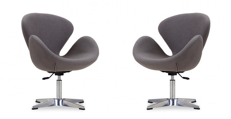 Raspberry Modern Upholstered Swivel Lounge Chair in Gray - Set of 2 Accent Chair