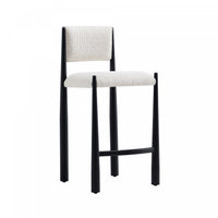 Lennor Mid-Century Modern Boucle Metal Counter Stool in Cream 
