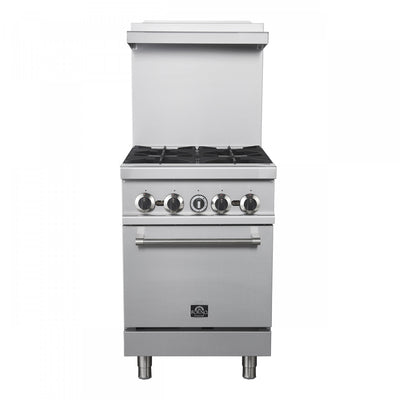 FORNO Commerciale 24 Inch Stainless Steel Gas Range, 4 Burners, 120,000 BTU Total - FCMGR0093-24 | Cuisiniere a gaz Commerciale en acier inoxydable de 24 po, 4 bruleurs, 120 000 BTU – FCMGR0093-24