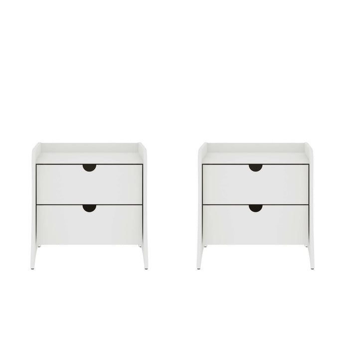 Coney Mid-Century Modern 20\" Nightstand in White (2-Drawer) - Set of 2