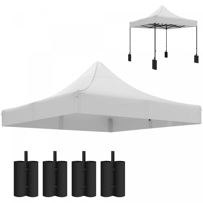 Outsunny 10' X 10' Pop Up Canopy Replacement Top With Weight Bags, White