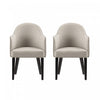 Hillman Modern Vegan Leather and Velvet Wood Armchair in Light Gray - Set of 2
