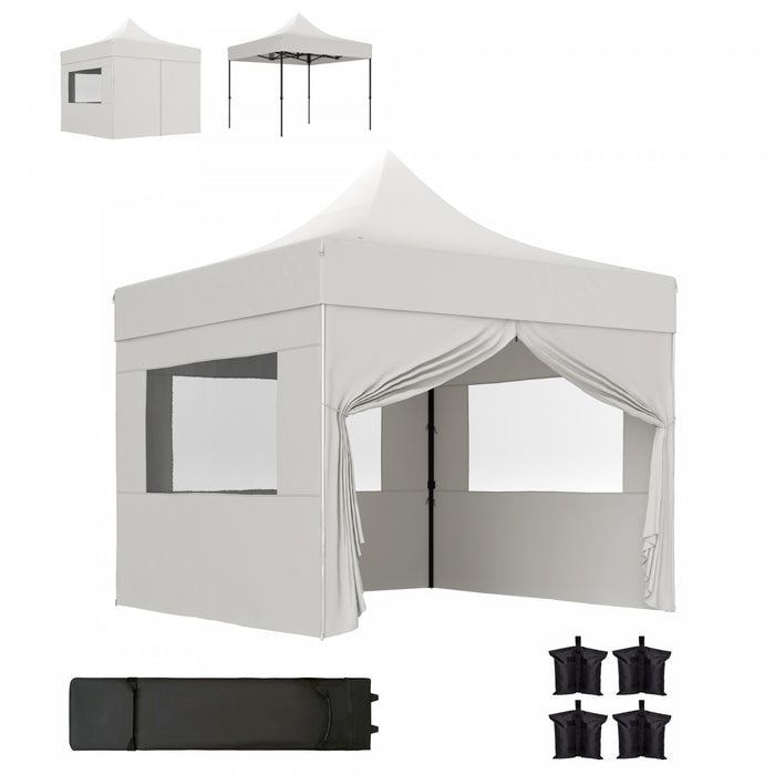 Outsunny 10' X 10' Pop Up Canopy Tent With Sidewalls & Wheeled Bag, Upf50+
