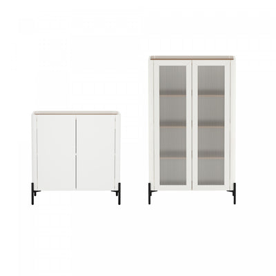 Abbey Modern 2-Piece Accent Storage Cabinets in Maple and Off White | Armoires de rangement modernes Abbey 2 pieces en erable et blanc casse