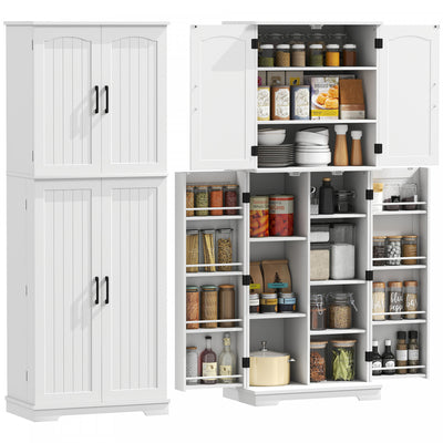 HOMCOM Pantry Cabinet, 64" Storage Cabinet with Adjustable Shelves, White