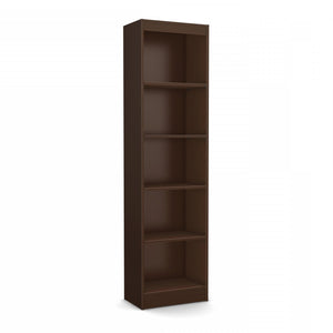 Axess 5-Shelf Narrow Bookcase - Chocolate