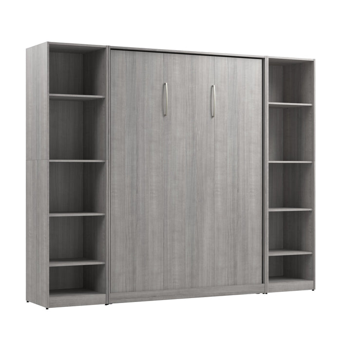 Bestar Claremont 10-Shelf Full Murphy Bed - Platinum Grey