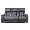 Kingsley 78 in. Leather Match Power Reclining Sofa with Storage Console and USB - Black