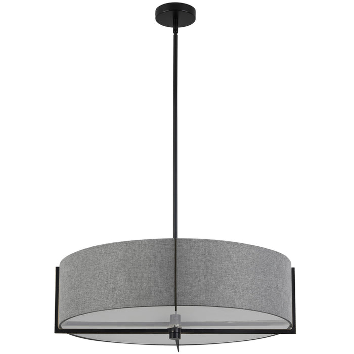 Dainolite Preston 4 Light Pendant 26\" Dia Matte Black Grey Shade Lamp