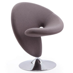 Manhattan Comfort Curl Polished Chrome Wool Blend Swivel Accent Chair - Grey
