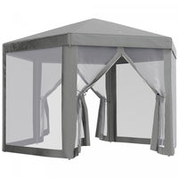 Outsunny Hexagon Party Tent, Patio Gazebo With Netting Mesh, Dark Grey