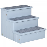 Pawhut Pet Steps 3-step Dog Stairs For Small Dogs Cats And Wooden Ramp With Storage Box Carpet Tread