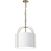 Dainolite Quincy 1 Light Pendant Gold White Shade Lamp