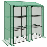 Outsunny Mini Greenhouse With 3 Tier 6 Shelves Portable Green House, Green