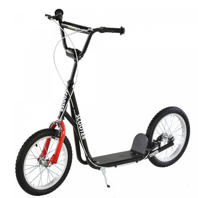Aosom Youth Scooter Street Kick Scooter For Teens Kids Ride On Toy W/ 16'' Inflatable Wheel Dual Bra|Aosom Scooter Guidon Reglable Enfants Jouet Pour 5+ Avec Freins Doubles Avant Et Arriere Roues Gonfl